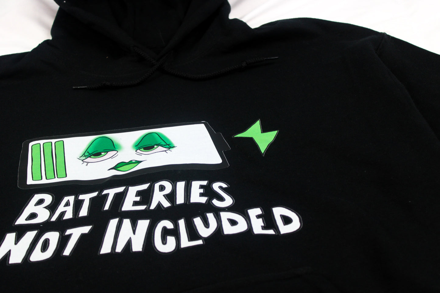 “Batteries not included” hoodie (black)