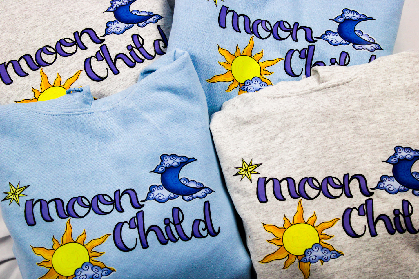 “Moon Child” crewneck (baby blue)